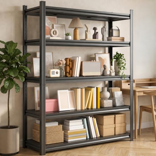 Metal Bookshelf Adjustable Bolt-Free Bookcase Heavy Duty Book Shelf 2000LBS