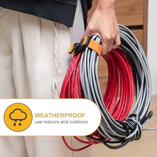 6 Pack Adjustable Extension Cord Holder Straps,Orange
