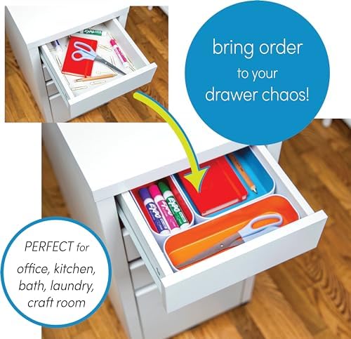 Three by Three Seattle Metal Drawer Organizer Tray Set, 5-Pc, 1" (Multi)