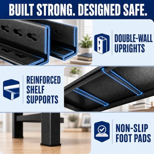 Metal Bookshelf Adjustable Bolt-Free Bookcase Heavy Duty Book Shelf 2000LBS