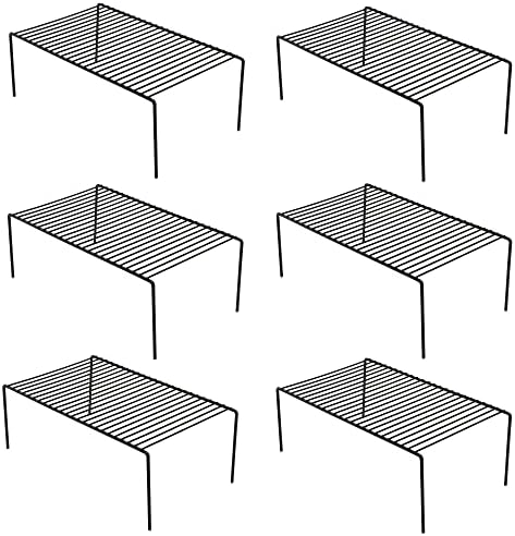 iPEGTOP Set of 6 Large (15.7 x 9.4 Inch) Kitchen Cupboard Organiser, Freezer Cabinet Storage Metal Shelf Wire Rack, Rust