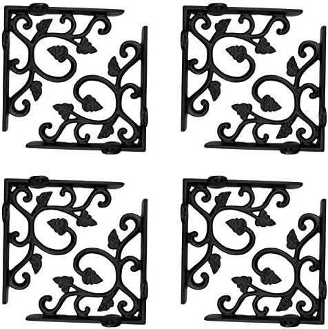 Adonai Hardware "Meshezaheel" Antique Iron Shelf Bracket (Supplied as 8 Pieces per Pack) - Black Powder Coated