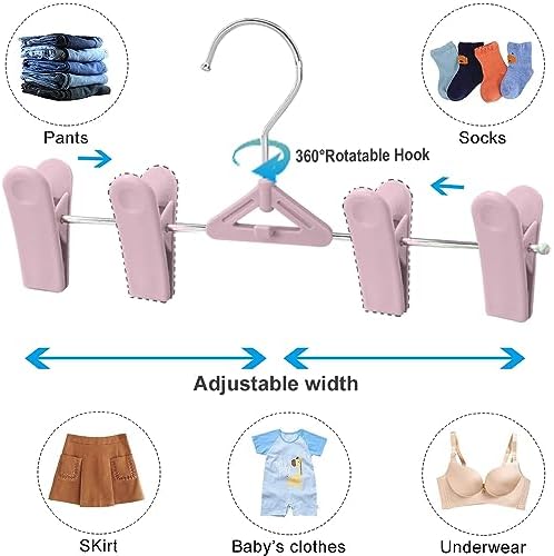Northern Brothers 50 Pack Pants Hangers, Stackable Clothes Hangers with Clips for Skirts and Shorts, Space Saving Plastic, Pink