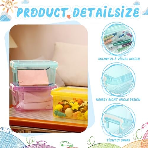 Wenqik 12 Pack Colorful Plastic Storage Bins with Lids, Colorful
