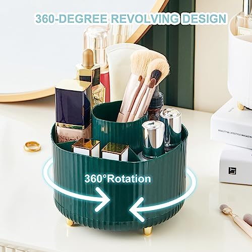 Cayxenful Pencil Holder For Desk,5 Slots 360°Degree Rotating Desk Organizers And Accessories,Desktop Storage Stationery Supplies Organizer, Cute Pencil Cup Pot For Office, School, Home (A-Green)