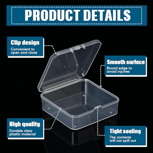 Menkxi 100 Pcs Plastic Bead Storage Containers Box 2.8 x 2.8 x 1 Inch