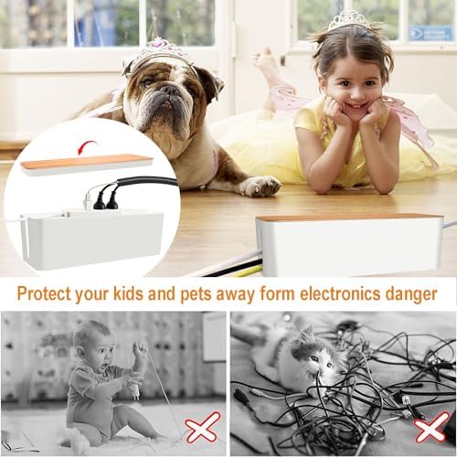 128PCS Cable Management Box 3Pack Cable Management Kit for Power Strip to Hide Wires,Cord Hider Boxes,Cord Box Safe ABS 