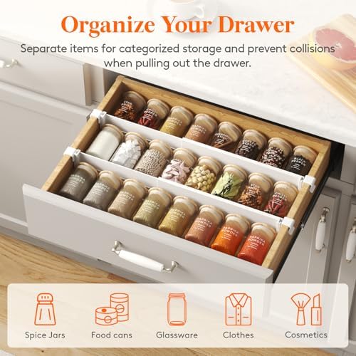 Lifewit 3.1" High 6 Pack Hanging Kitchen Drawer Dividers, 26-42cm/10-17 Adjustable Drawer Organizers for Utensils, Expan