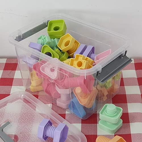 Jekiyo Clear Plastic Storage Bin, 6 Quart Latching Box with Lid, 4 Packs