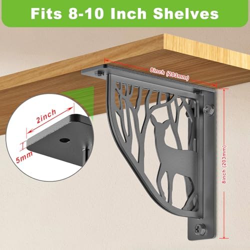 Dolibest 8 Inch Heavy Duty Shelf Brackets, 5MM Thickness L- Bracket , Metal Floating Shelf Bracket, Wall Shelf Bracket &