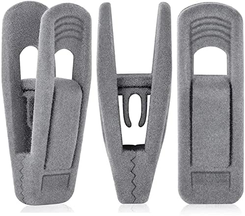 TOFIIGREM Grey Hanger Clips for Velvet Hangers - 40 PCS Gray Nonslip Velvet Hanger Clips, Skirt Hanger Flocking Clips Fit for Slim Velvet Hangers