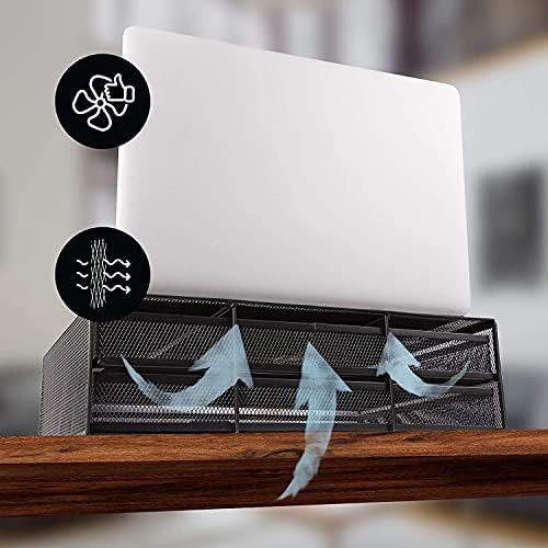FOVLWYT Monitor Stand Riser with 2 Pull Out Storage Drawer Mesh Desk Organizers and Accessories for PC, Laptop, Notebook