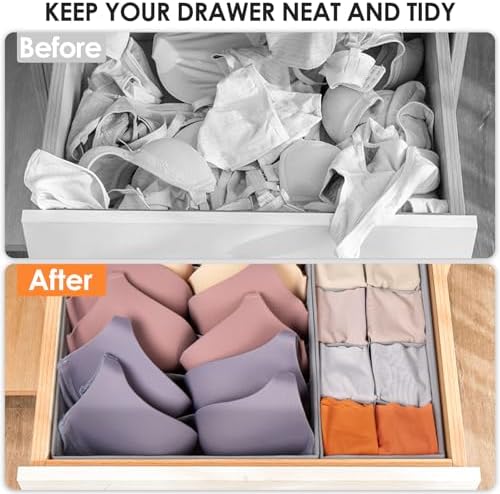 Drawer Organizer Clothes, 8 Pack Dresser Organizer Bins for Baby Clothes, Underwear Sock, Fabric Closet Organization and