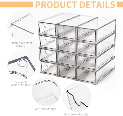 12-Piece Stackable Desktop Storage Drawer