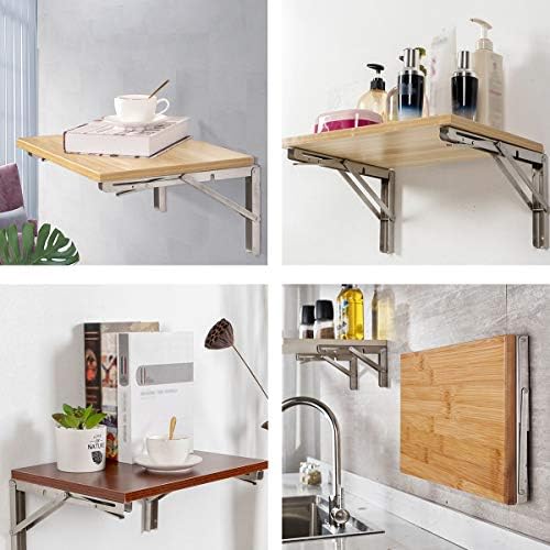 YUMORE Folding Shelf Bracket 14",Heavy Duty Stainless Steel Collapsible Shelf-Bracket Max Load 330lbs Wall Mounted Table