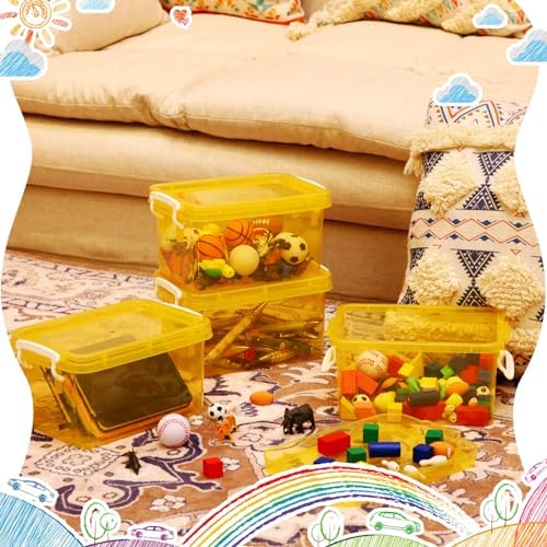 Wenqik 6 Pack Colorful Plastic Storage Bins with Lids, Yellow