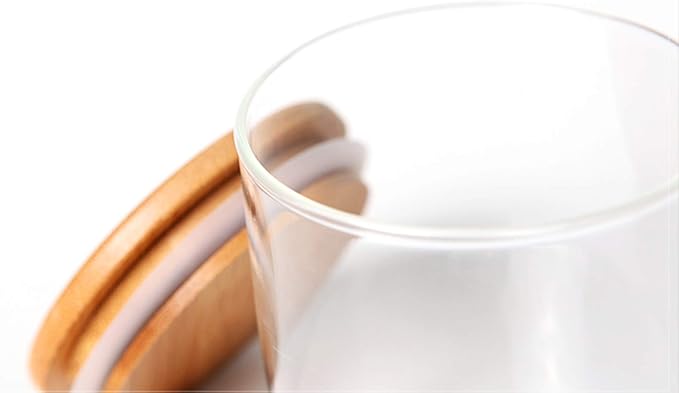 Lawei 4 Pack Glass Storage Jars with Airtight Bamboo Lids, 18.6 OZ Clear Glass Kitchen Canisters Food Storage Container for Dry Goods, Serving Tea, Coffee, Spice, Candy, Cookie