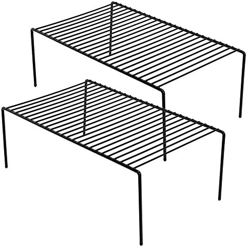 iPEGTOP Kitchen Cabinet Storage Shelf Rack, Set of 2 Large (15.7 x 9.4 Inch) Rustproof Metal Wire Shelves Spice Shelf Ra