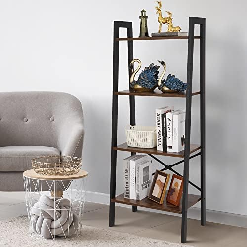 ZENY 4-Tier Bookshelf, Ladder Bookcase, Multifunctional Ladder-Shaped Plant Flower Stand Rack Bookrack Storage Shelves (