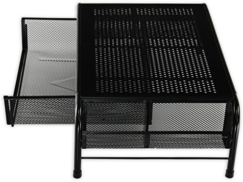 Simple Houseware Metal Desk Monitor Stand Riser w/ Drawer, 2-Pack, Black