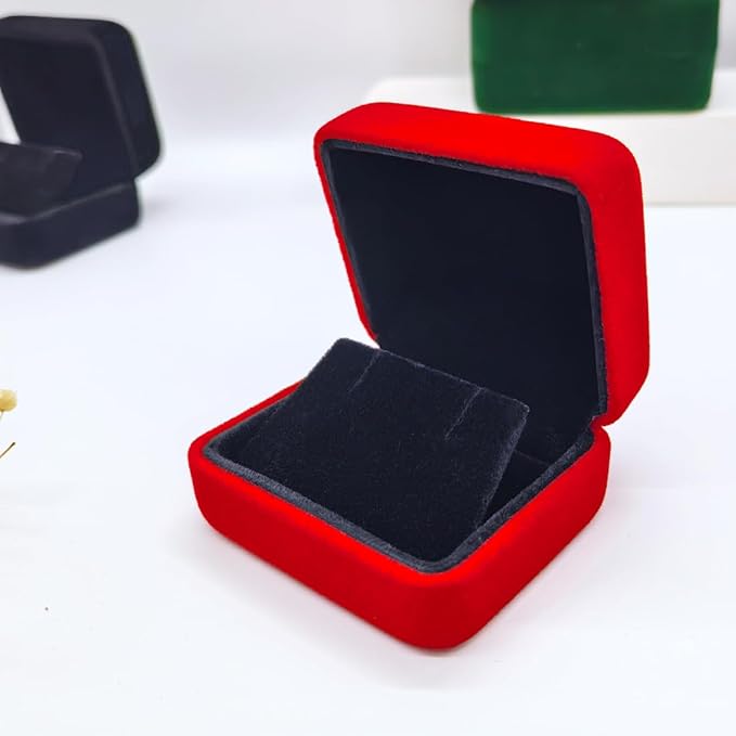 2 Pieces Velvet Earring Box,Stud Earring Gift Box,Jewelry Display Case for Proposal,Engagement,Wedding and Birthday,Red