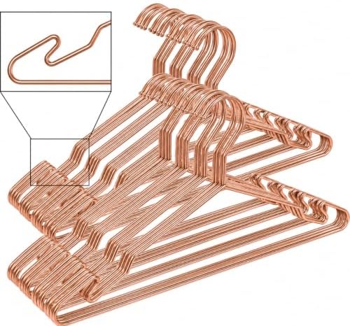 Rose Gold Metal Hangers, Heavy Duty Clothes Hangers with Non-Slip Grooves, Slim Space Saving Coat Hangers - 40 Pack Rose Gold