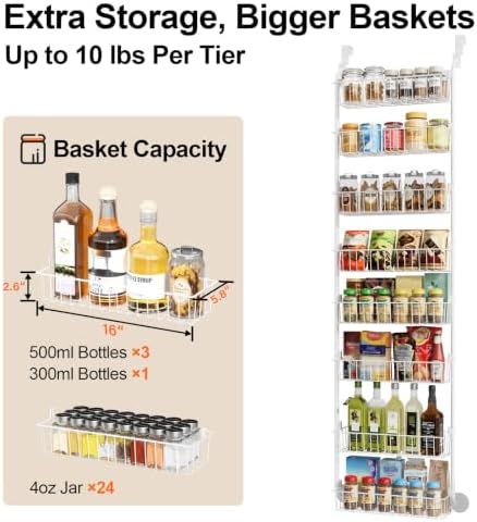 Delamu Over The Door Pantry Organizer, 8-Tier Hanging Spice Rack