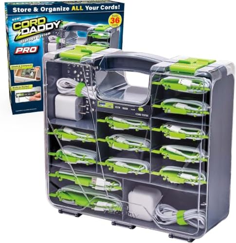 Ontel Cord Daddy Pro, Cord Organizer Case for Cables and Chargers, Tech & Electronics Organizer | Holds Cords, Cables, C