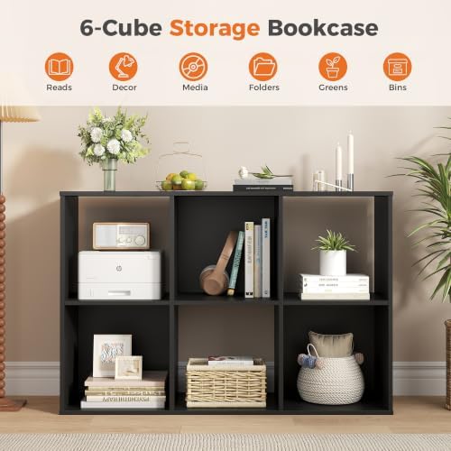 DUMOS 6-Cube Storage Organizer, Open Bookshelf 3 Removable Panels