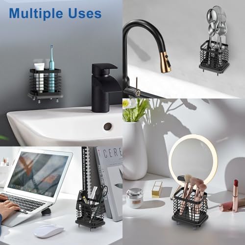 Toothbrush Holders for Bathroom, Adhesive Electric Toothbrush Holder with Fast Dry Tray Wall Mounted Toothbrush Holder S