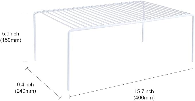 Redrubbit Large (15.7 x 9. 4 Inch) Cabinet Storage Shelf Rack, Rustproof Kitchen Counter and Cabinet Shelf, Storage Rack Organizer for Kitchen, Fridge, Cabinet, Bathroom, Set of 4