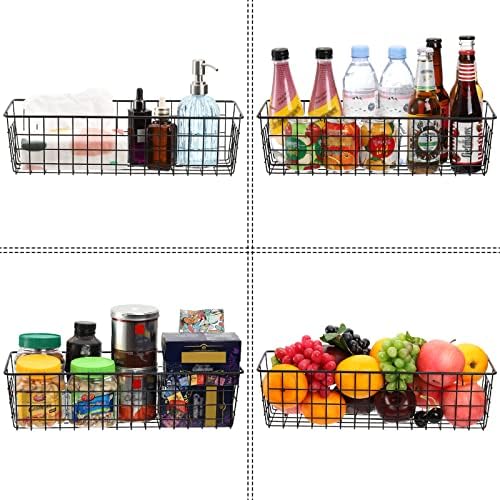 Hedume 3 Pack Metal Wire Storage Organizer Basket, 16.2" x 6.3" x 4.4" Bin Basket with Handles, Versatile Organizer for 