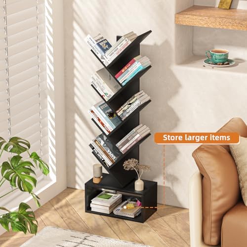 SHEEPAM 9-Tier Tree Bookshelf Floor Standing Narrow Space Storage Bookcase