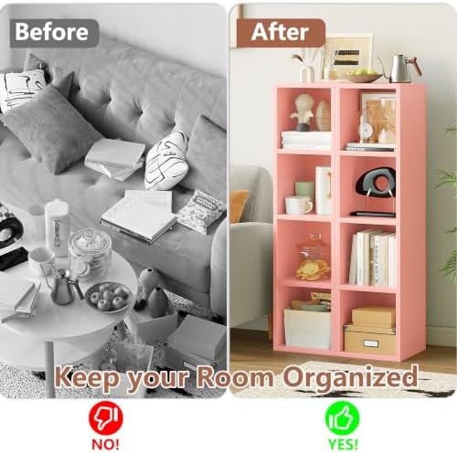 ALISENED 45.6" Tall Narrow Bookshelf,4 Shelf Wooden Corner Bookcase,Modern Skinny Cubes Storage Organizer Display Shelvi