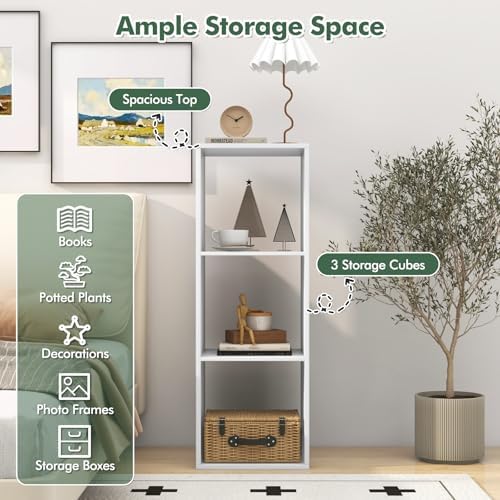 DORTALA 3 Cube Bookcase Set of 2, Floor Standing Bookshelf with Open Back, Anti-Tipping Kits, Modern Storage Organizer D