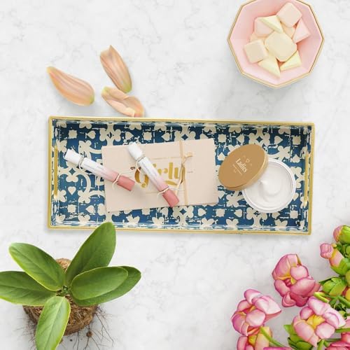 Bathroom Vanity Tray for Countertop, Small Plastic Toilet Tank Tray Versatile Storage & Organization Tray for Makeup, Pe