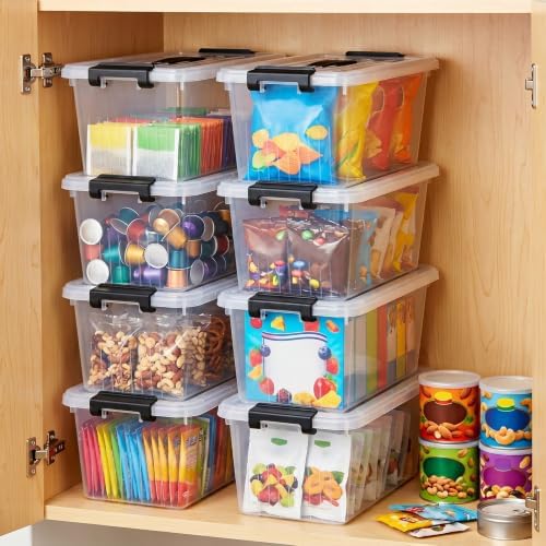 OUTUXED Storage Bins with Lids 10 Pack 7Qt Clear Stackable Containers Boxes