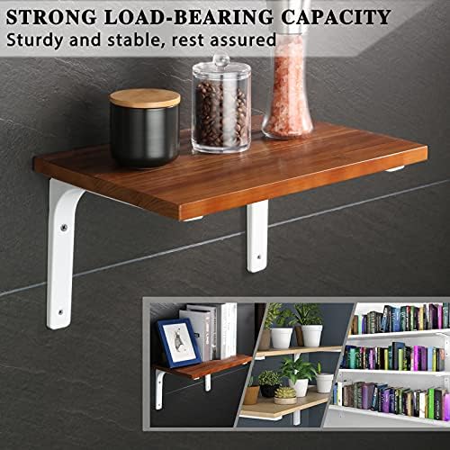 SAYAYO Wall Shelf Bracket White, 4 Inch Heavy Duty L Bracket for Wood