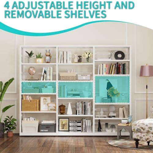SteeLoong 5 Tier Bookshelf -Metal Bookcase with 4 Adjustable Shelves