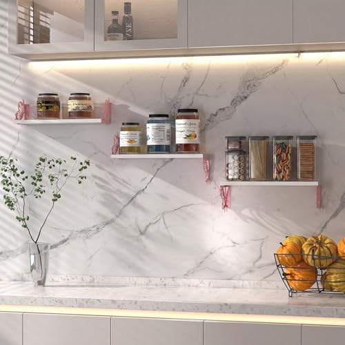 Hoikwo 3 Pack White Pink Butterfly Wall Shelves