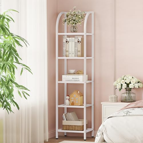 Hzuaneri Bookcase Bookshelf, Tempered Glass Arched Bookshelf