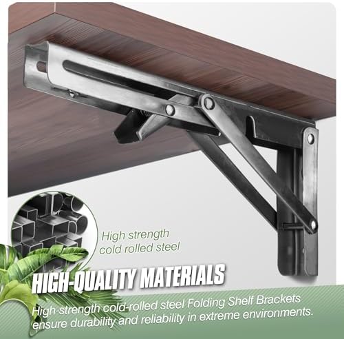 Folding Shelf Brackets - 4 Pcs 8 Inch,Heavy Duty, Stainless Steel