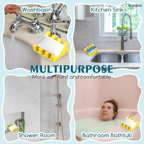 Self Draining Silicone Soap Dish Holder Waterfall Tray, 1 Pack Yellow