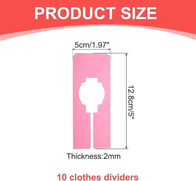 uxcell 10 Pcs Clothes Dividers,Rectangle Closet Rack Dividers Clothing Rack Size Dividers Blank Labels Writable & Reusable for Hanging Clothes Sorting Size, Pink