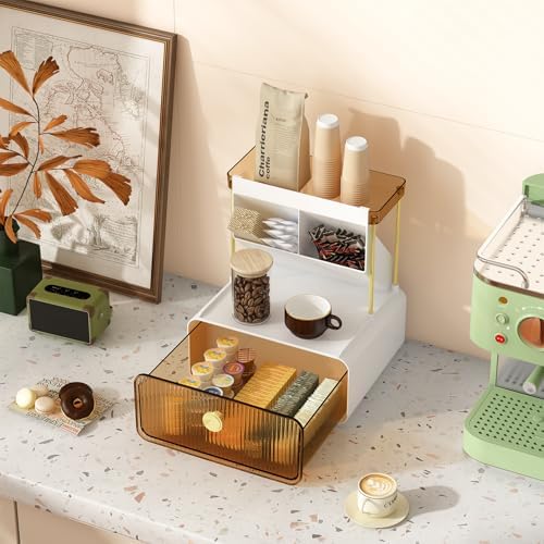 FOLLOWIN 3 Tier Makeup Organizer With Drawer, Bathroom Counter Organizer