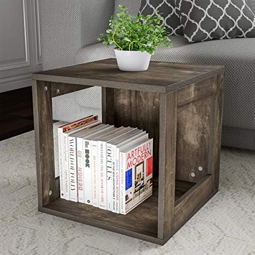Lavish Home Side Table with Storage - Set of 2 Minimalist Modern Nightstand or End Table with Open Sides - Stackable Mod