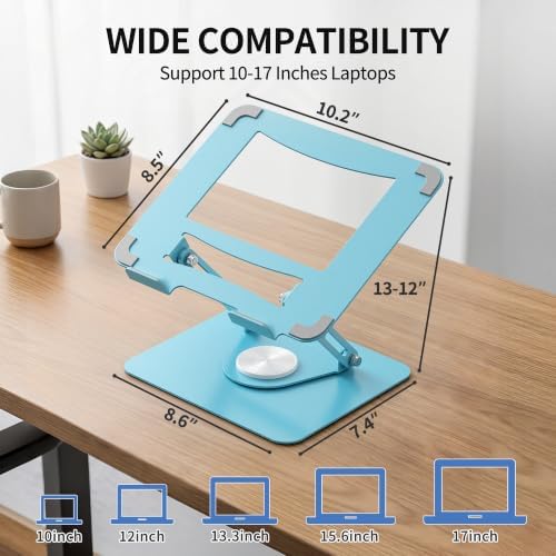 ALASHI Laptop Stand for Desk with 360° Rotating Base, Multi-Angle Adjustable Laptop Stands, Foldable Laptop Riser Compat