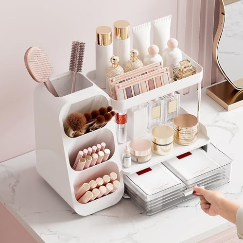 UFORU Makeup Organizer Countertop with Brush Holder for Vanity Bathroom