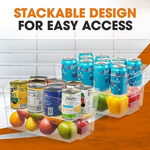 Cheer Collection Clear Refrigerator Organizer Bins - BPA Free Transparent Storage Bins for Pantry, Fridge, Tools & Cabin