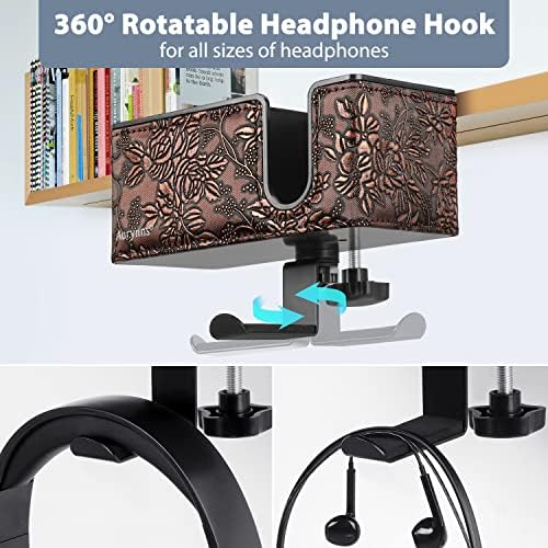 Under Desk Cup Holder Clamp on Cup Holder PU Leather Clip on Desk Organizer